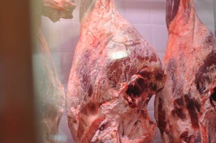 Carne exposta no açougue