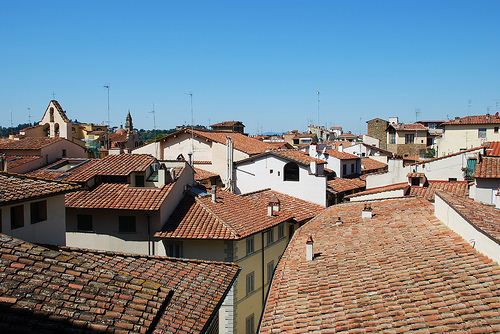 Detalhe de vários telhados na cidade de Florença.