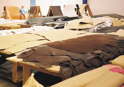 As lojas de couros vendem vários artigos como tapetes, cordas, selas e outros